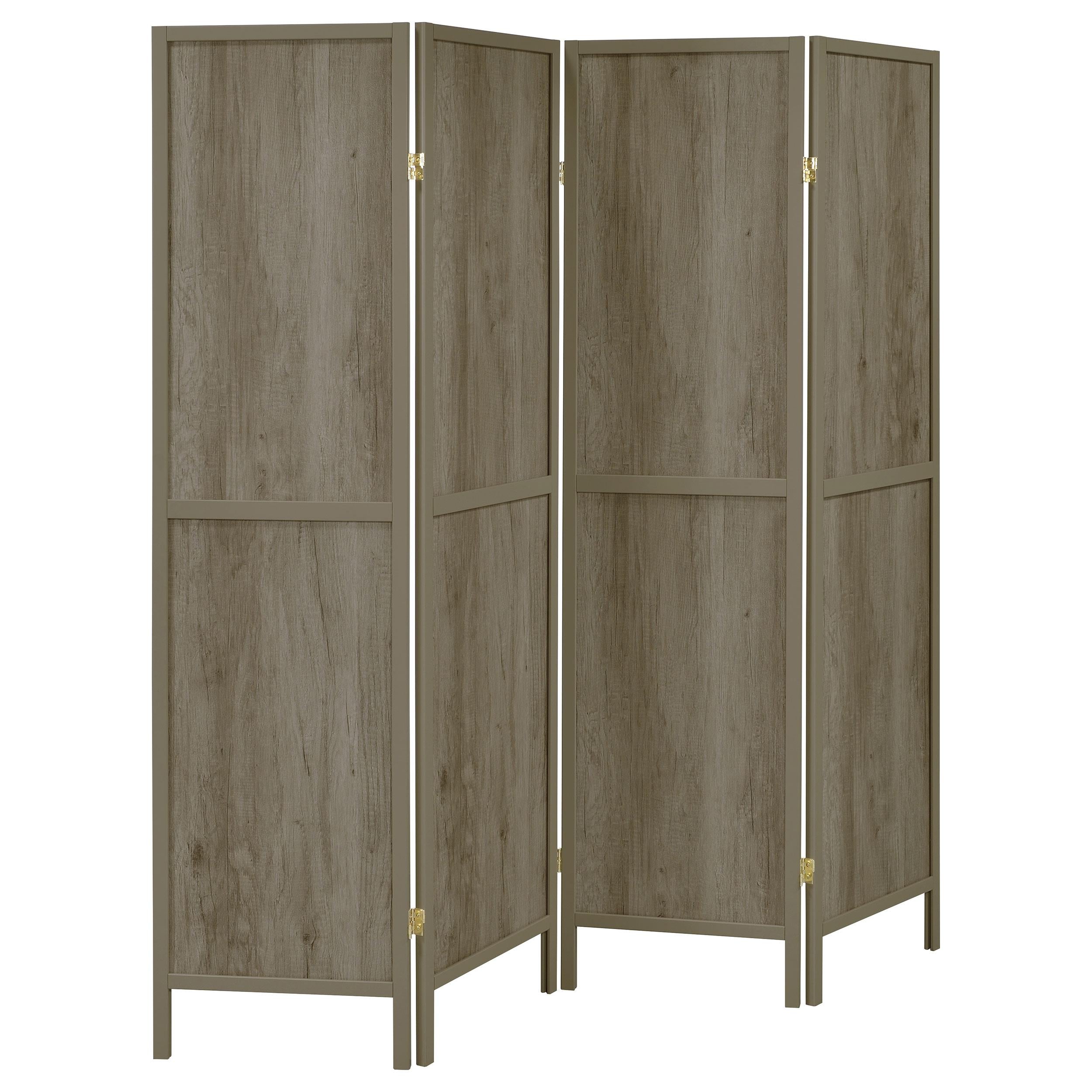 Coaster Furniture Deepika 961415 4-Panel Room Divider Folding Screen - Grey Driftwood IMAGE 1